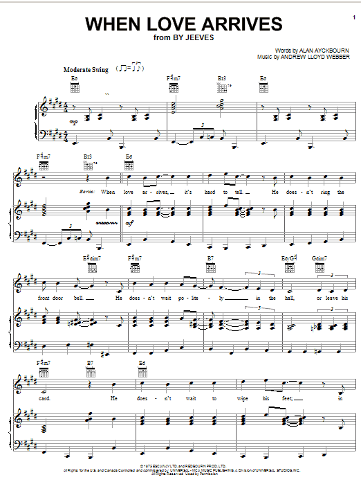 Andrew Lloyd Webber When Love Arrives sheet music notes and chords arranged for Piano, Vocal & Guitar Chords (Right-Hand Melody)