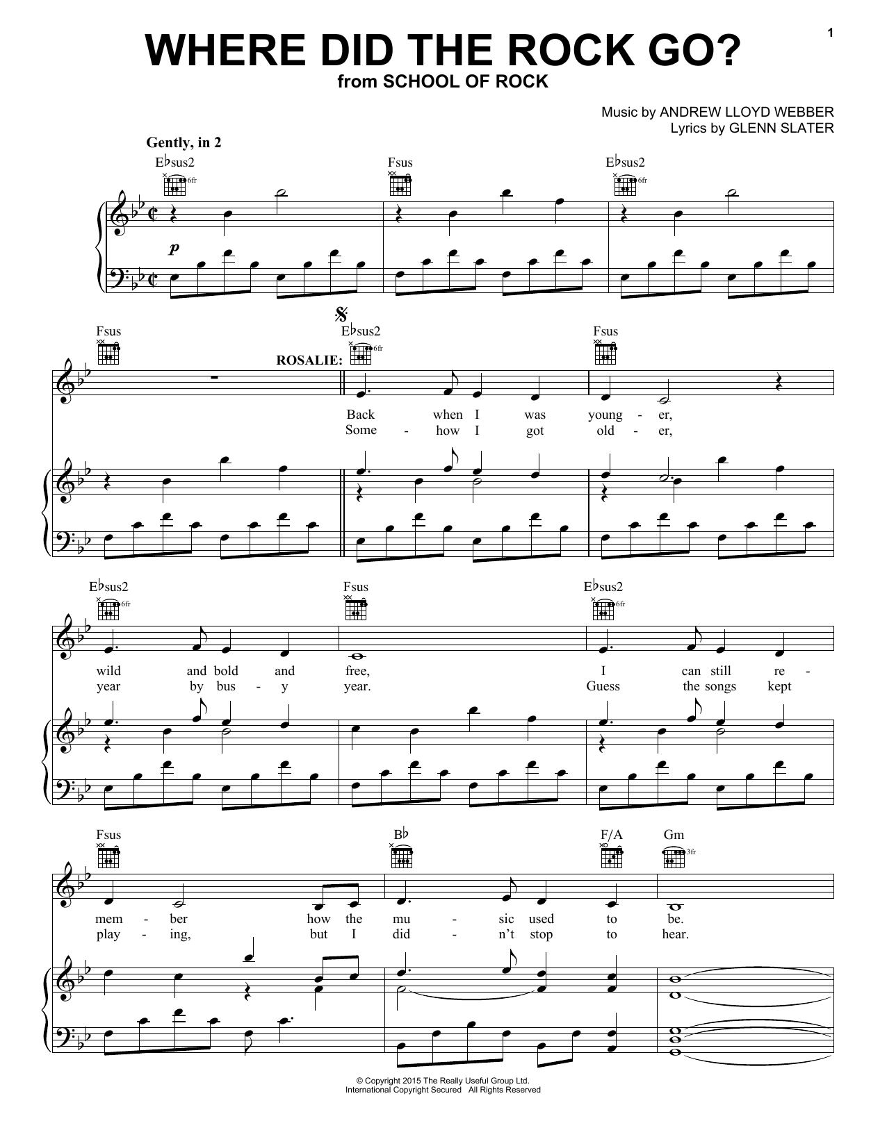 Andrew Lloyd Webber Where Did The Rock Go? (from School of Rock: The Musical) sheet music notes and chords arranged for Easy Piano