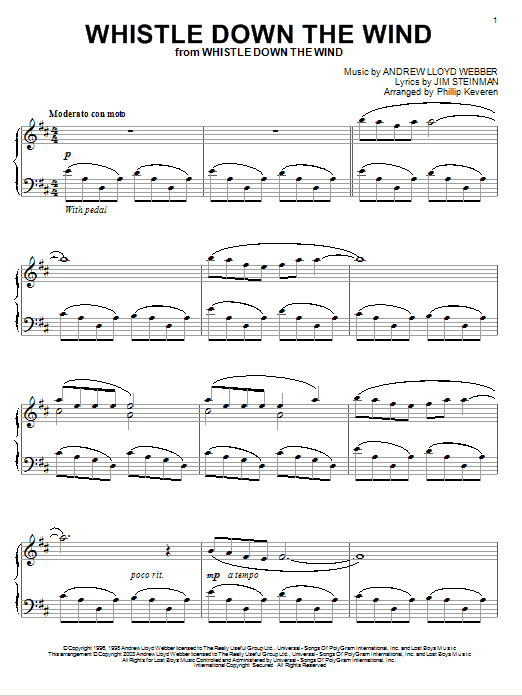 Andrew Lloyd Webber Whistle Down The Wind (arr. Phillip Keveren) sheet music notes and chords arranged for Piano Solo