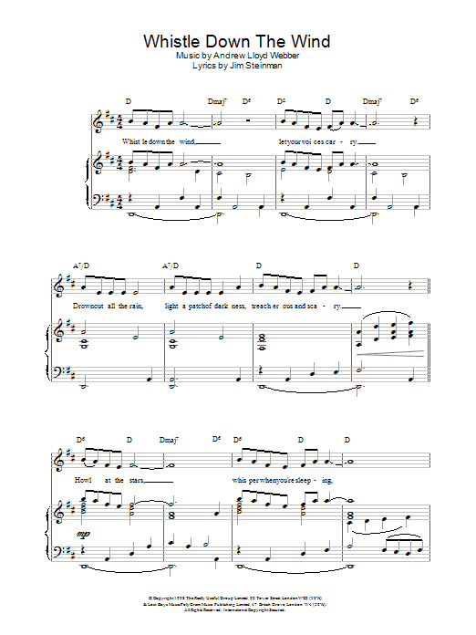 Andrew Lloyd Webber Whistle Down The Wind sheet music notes and chords arranged for Alto Sax Solo