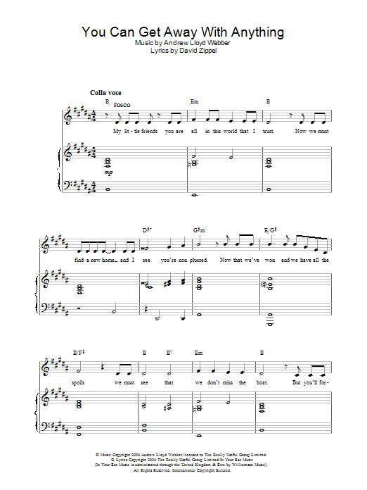 Andrew Lloyd Webber You Can Get Away With Anything sheet music notes and chords arranged for Piano, Vocal & Guitar Chords