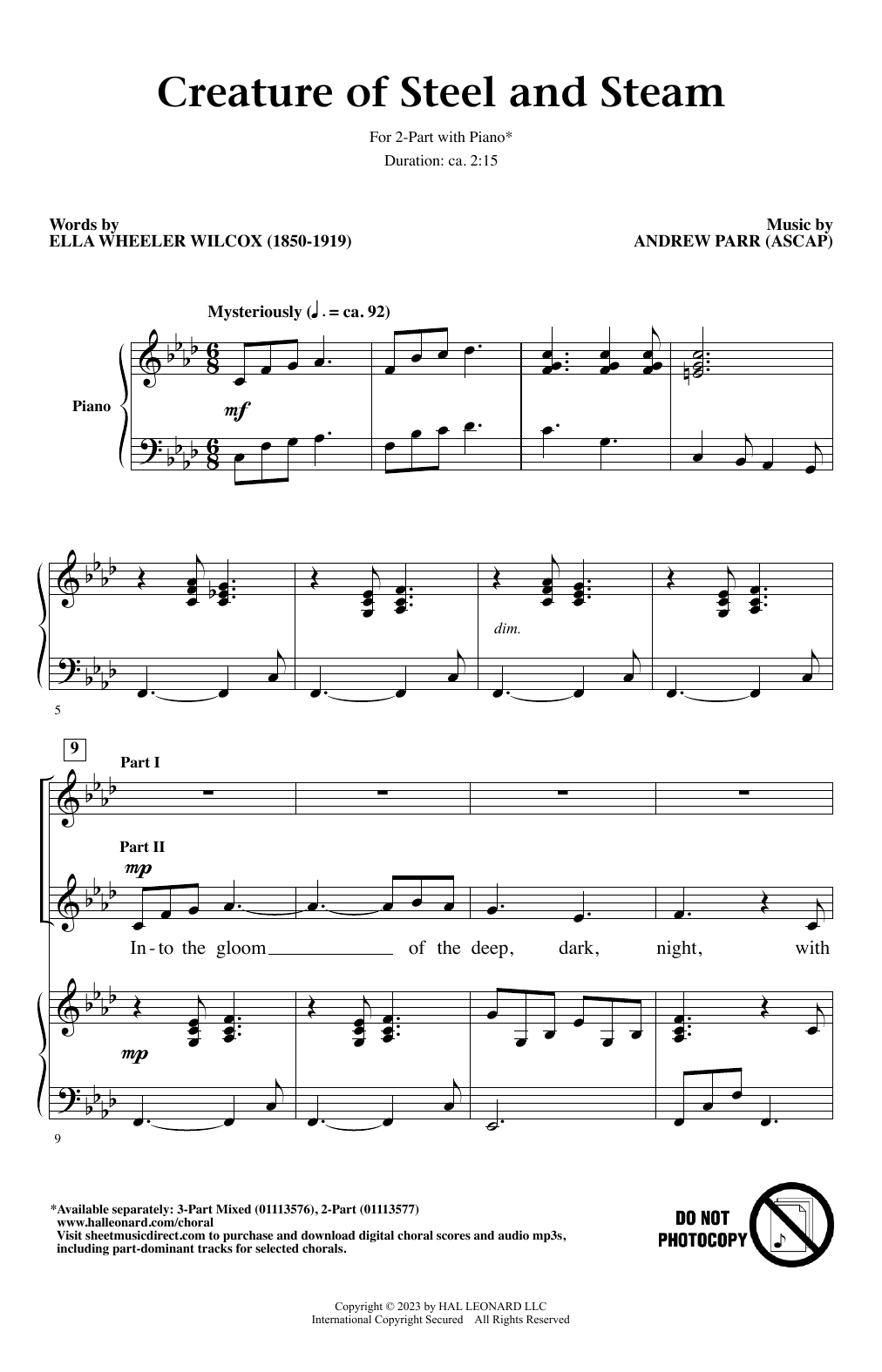 Andrew Parr Creature Of Steel And Steam sheet music notes and chords arranged for 2-Part Choir