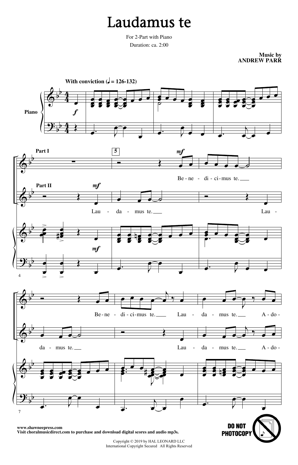 Andrew Parr Laudamus Te sheet music notes and chords arranged for 2-Part Choir