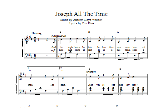 Andrew Lloyd Webber Joseph All The Time sheet music notes and chords arranged for Piano, Vocal & Guitar Chords
