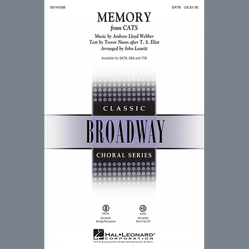 Andrew Lloyd Webber 'Memory (from Cats) (arr. John Leavitt)' TTB Choir