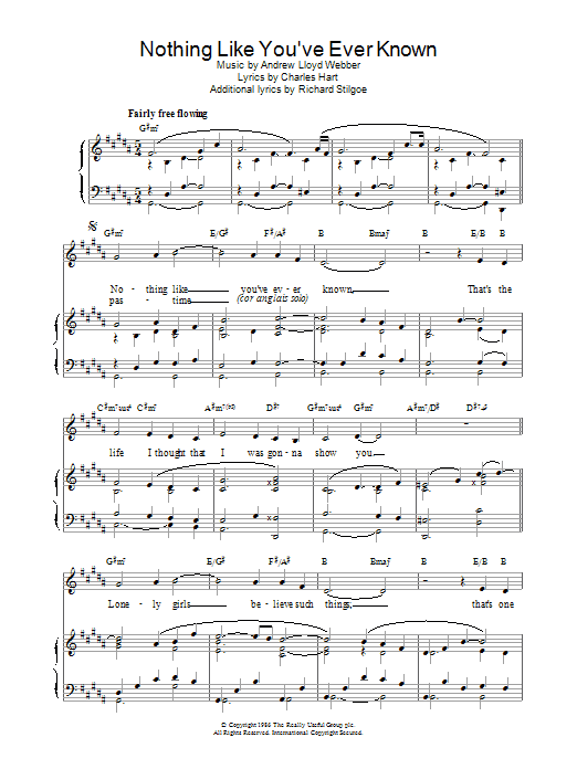 Andrew Lloyd Webber Nothing Like You've Ever Known sheet music notes and chords arranged for Piano, Vocal & Guitar Chords