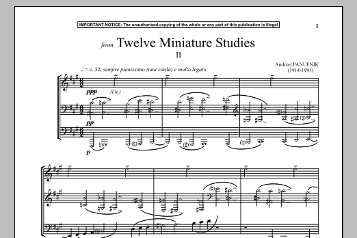 Andrzej Panufnik Twelve Miniature Studies, II. sheet music notes and chords arranged for Piano Solo