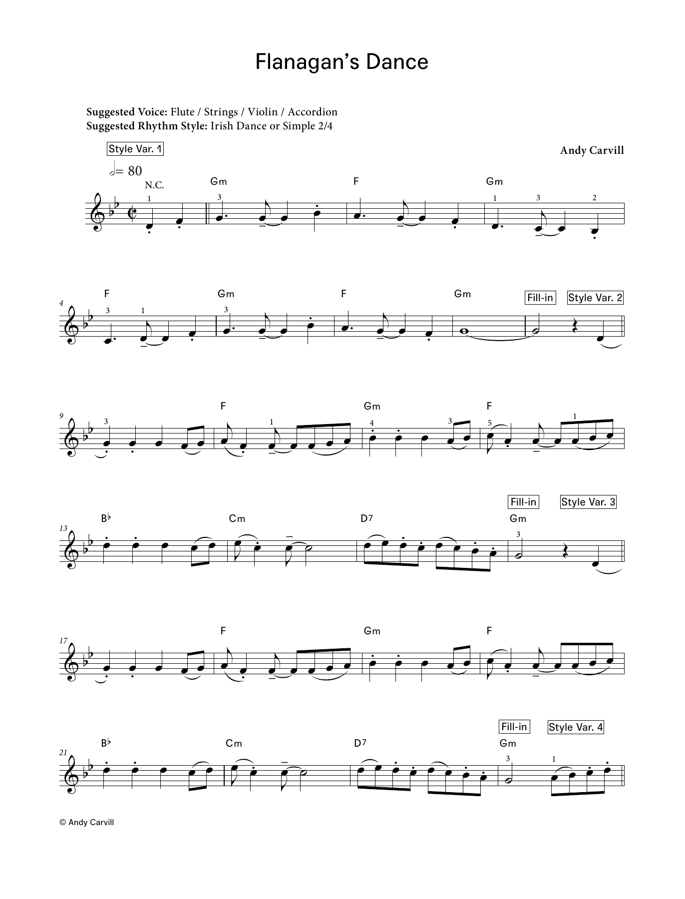 Andy Carvill Flanagan's Dance (LCME Electronic Keyboard Grade 3 List A) sheet music notes and chords arranged for Piano Solo