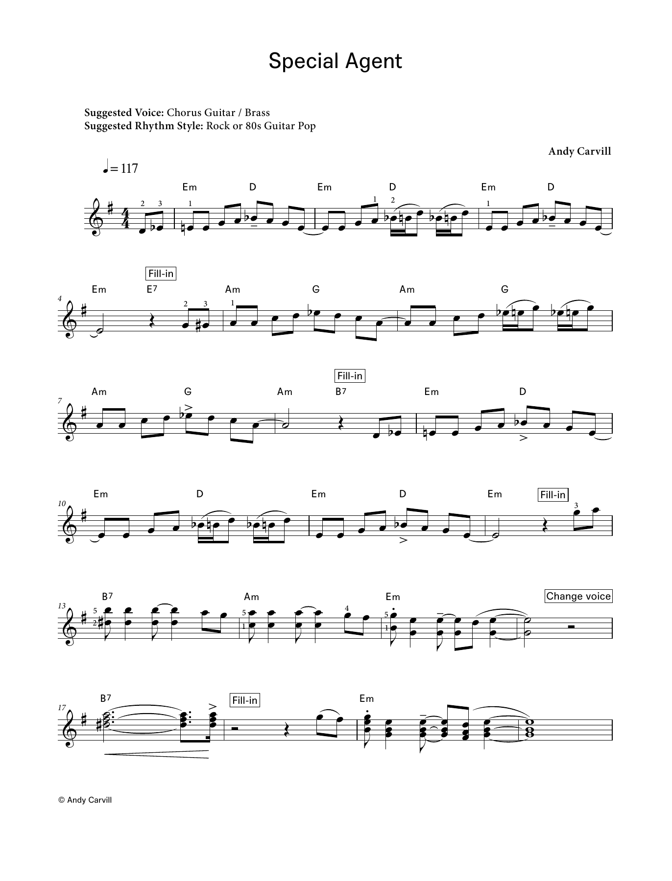 Andy Carvill Special Agent (LCME Electronic Keyboard Grade 4 List B) sheet music notes and chords arranged for Piano Solo