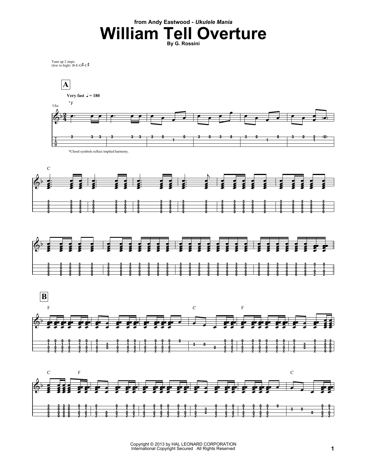 Andy Eastwood William Tell Overture sheet music notes and chords arranged for Ukulele Tab