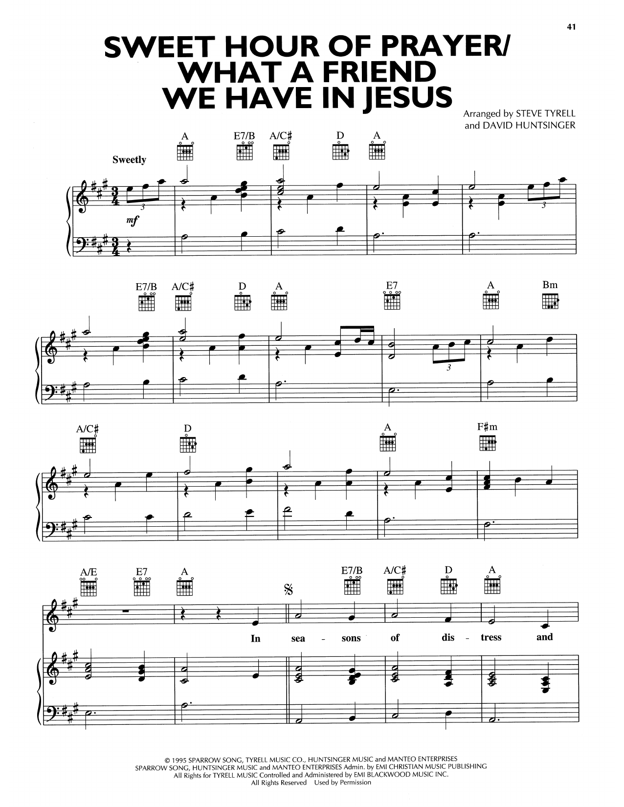 Andy Griffith Sweet Hour Of Prayer/What A Friend We Have In Jesus sheet music notes and chords arranged for Piano, Vocal & Guitar Chords (Right-Hand Melody)