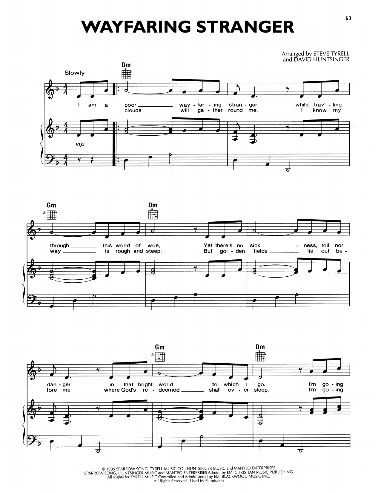 Andy Griffith Wayfaring Stranger sheet music notes and chords arranged for Piano, Vocal & Guitar Chords (Right-Hand Melody)