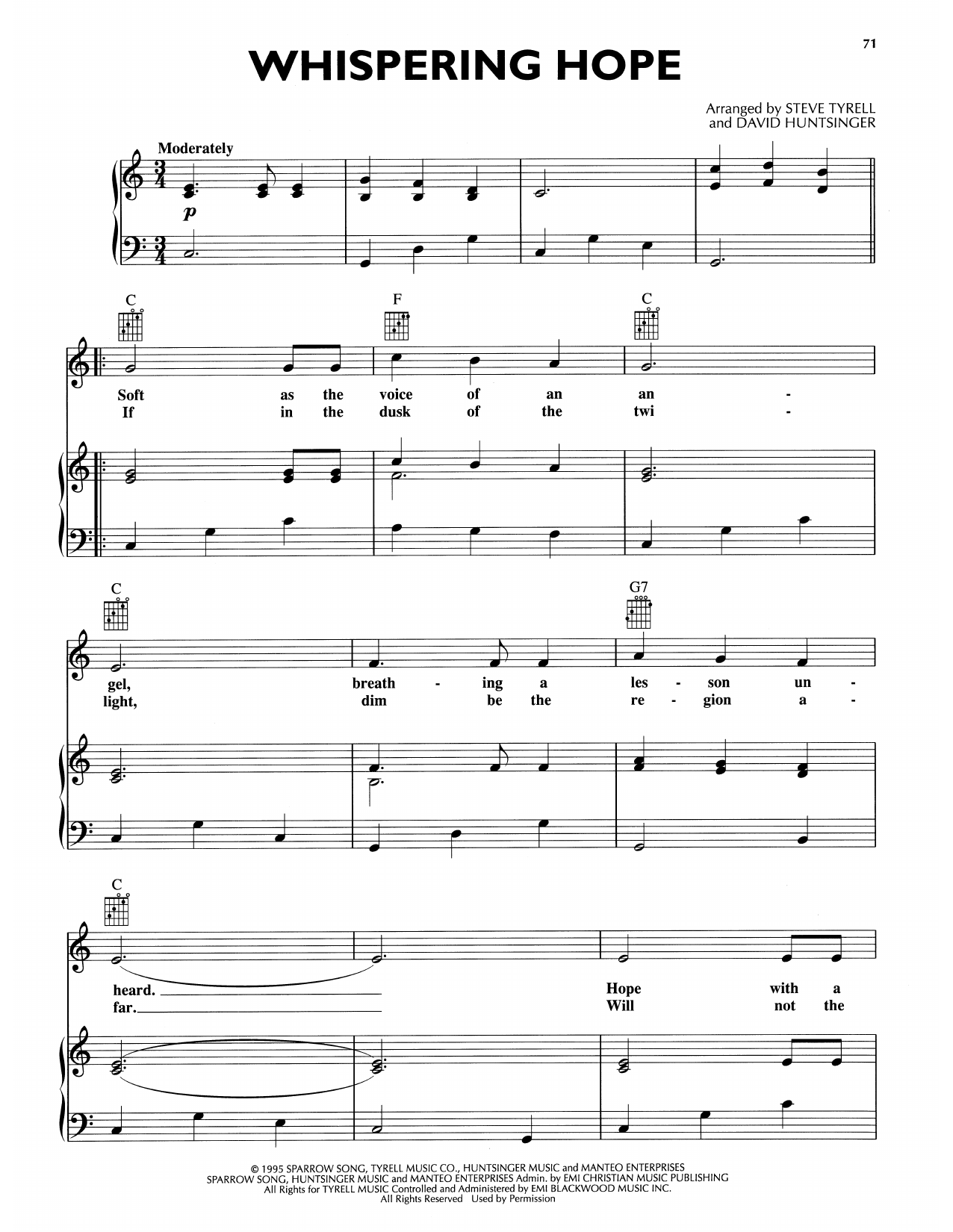 Andy Griffith Whispering Hope sheet music notes and chords arranged for Piano, Vocal & Guitar Chords (Right-Hand Melody)