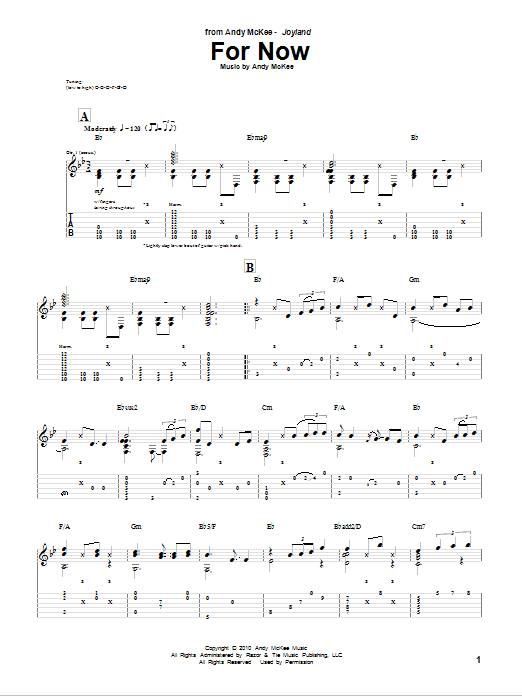 Andy McKee For Now sheet music notes and chords arranged for Guitar Tab