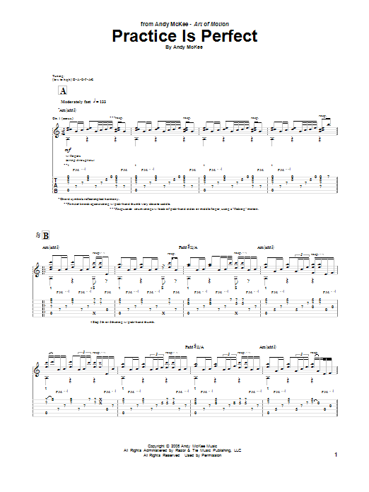 Andy McKee Practice Is Perfect sheet music notes and chords arranged for Guitar Tab