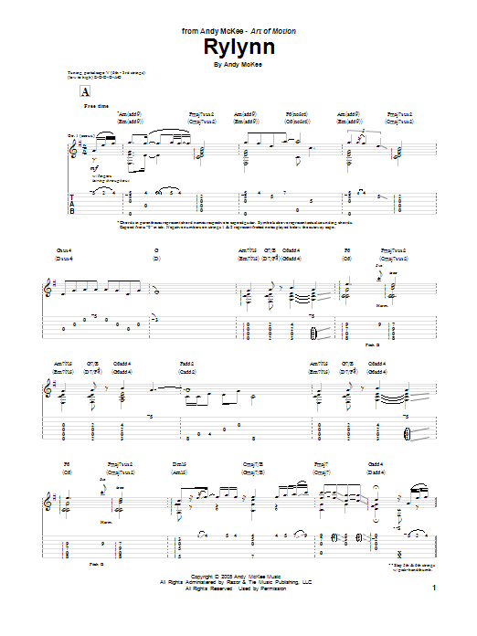Andy McKee Rylynn sheet music notes and chords arranged for Solo Guitar