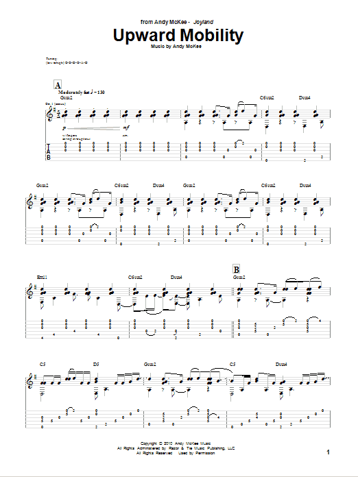 Andy McKee Upward Mobility sheet music notes and chords arranged for Guitar Tab