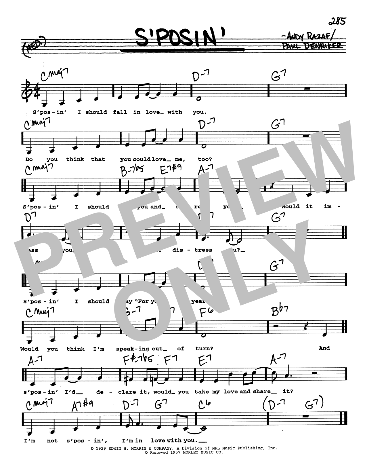 Andy Razaf S'posin' (Low Voice) sheet music notes and chords arranged for Real Book – Melody, Lyrics & Chords