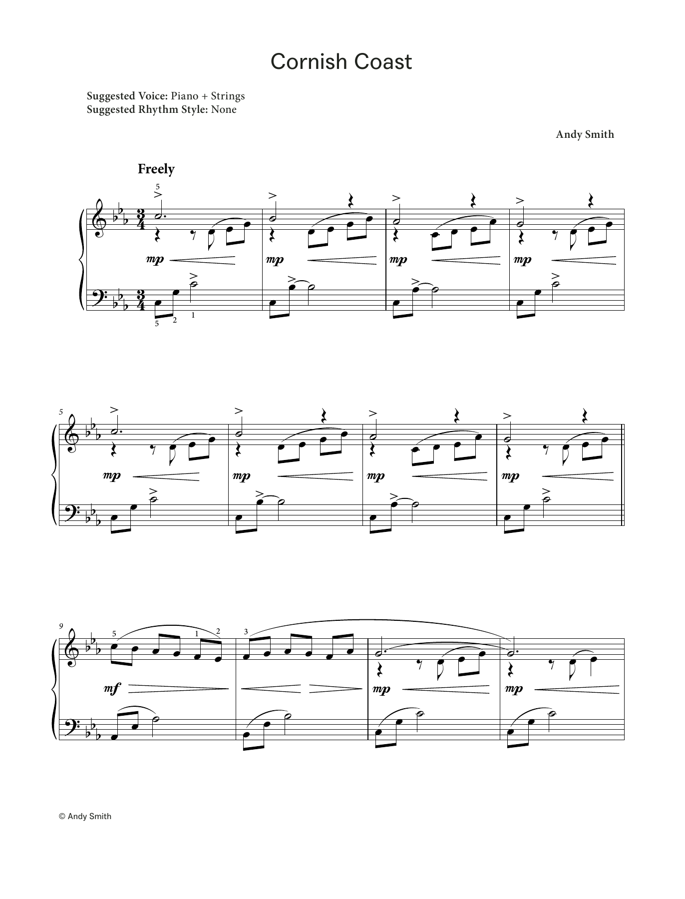 Andy Smith Cornish Coast (LCME Electronic Keyboard Grade 5 List B) sheet music notes and chords arranged for Piano Solo