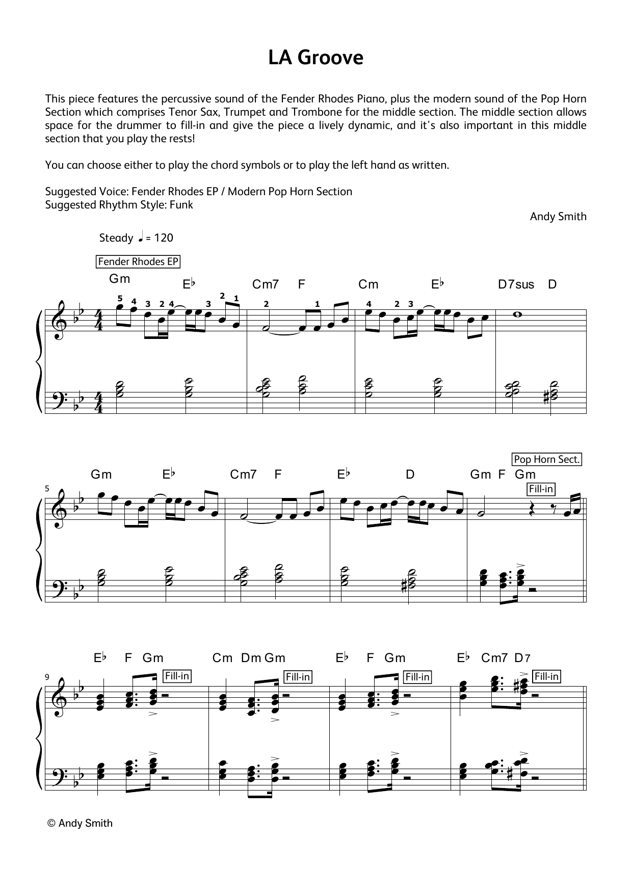 Andy Smith LA Groove (LCME Electronic Keyboard Grade 5 List B & C) sheet music notes and chords arranged for Piano Solo