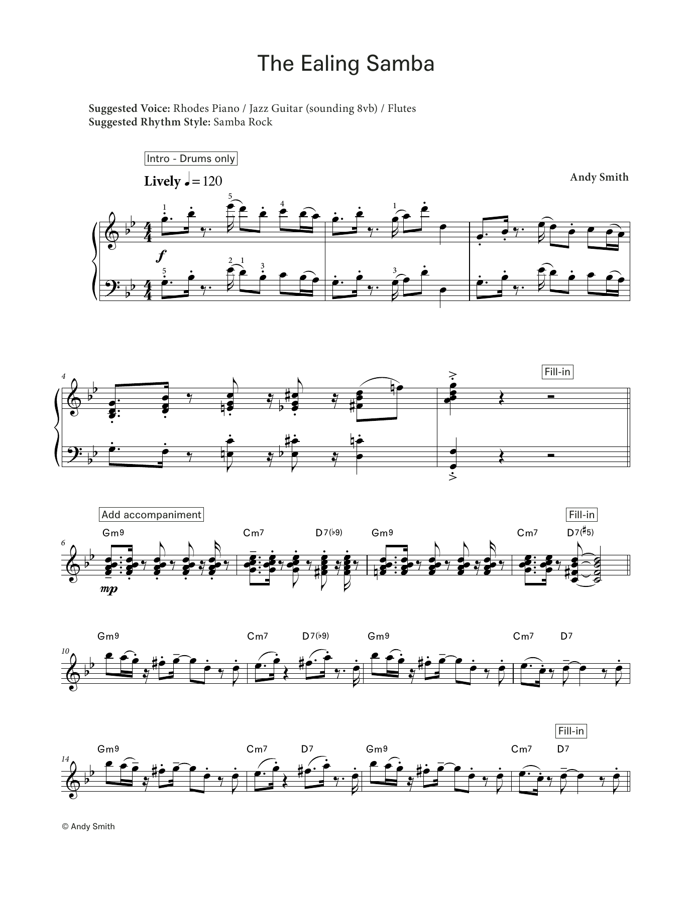 Andy Smith The Ealing Samba (LCME Electronic Keyboard Grade 7 List C) sheet music notes and chords arranged for Piano Solo