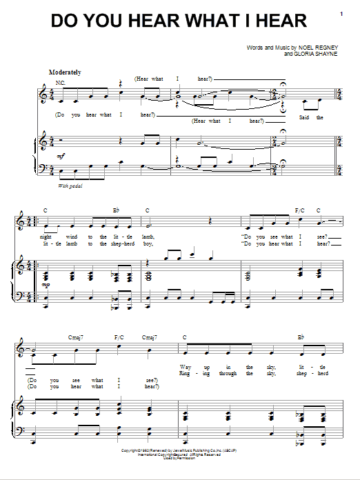 Andy Williams Do You Hear What I Hear sheet music notes and chords arranged for Piano & Vocal