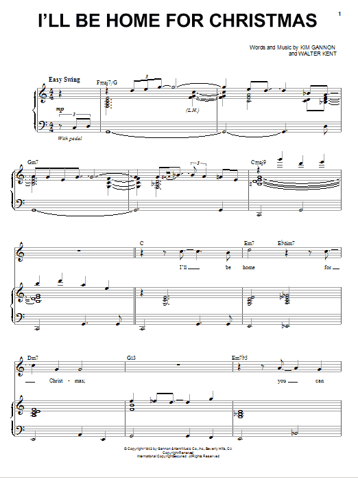 Andy Williams I'll Be Home For Christmas sheet music notes and chords arranged for Piano & Vocal