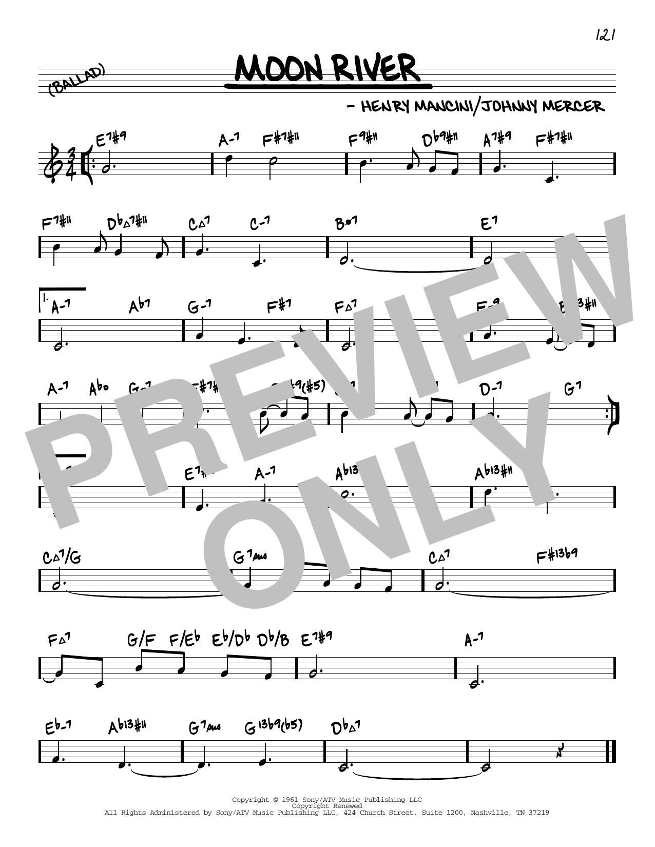 Andy Williams Moon River (arr. David Hazeltine) sheet music notes and chords arranged for Real Book – Enhanced Chords