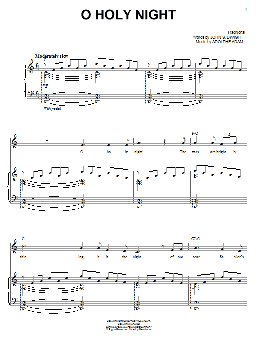 Andy Williams O Holy Night sheet music notes and chords arranged for Piano & Vocal