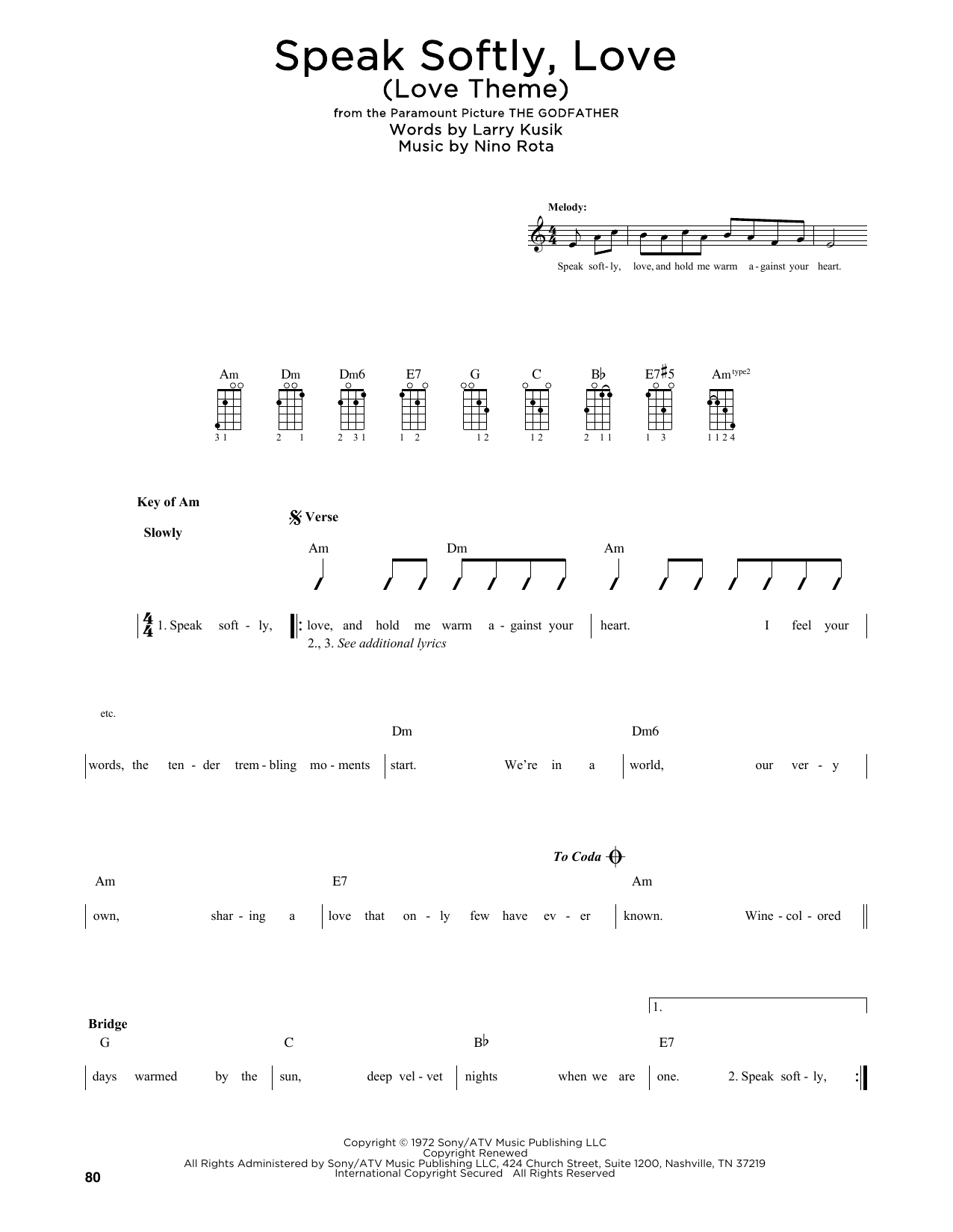 Andy Williams Speak Softly, Love (Love Theme) (arr. Fred Sokolow) sheet music notes and chords arranged for Mandolin