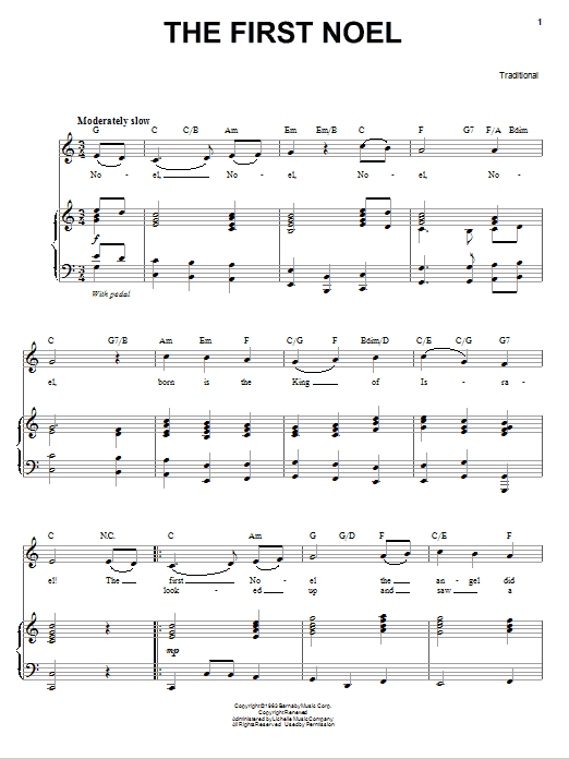 Andy Williams The First Noel sheet music notes and chords arranged for Piano & Vocal