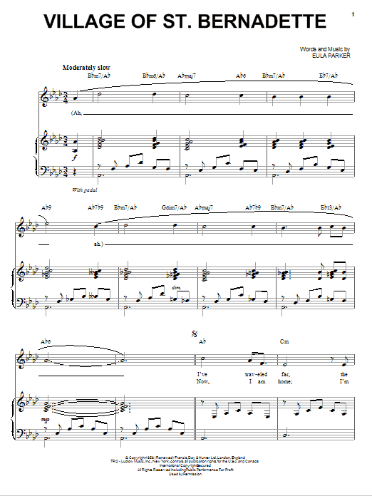 Andy Williams Village Of St. Bernadette sheet music notes and chords arranged for Piano & Vocal