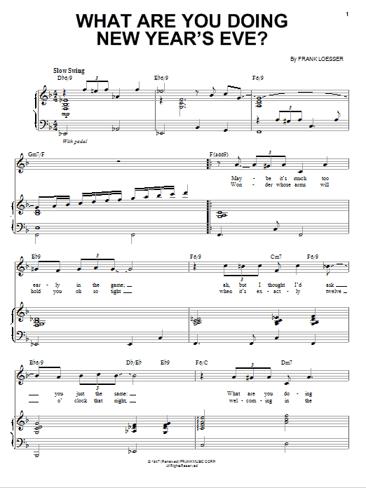 Andy Williams What Are You Doing New Year's Eve? sheet music notes and chords arranged for Piano & Vocal