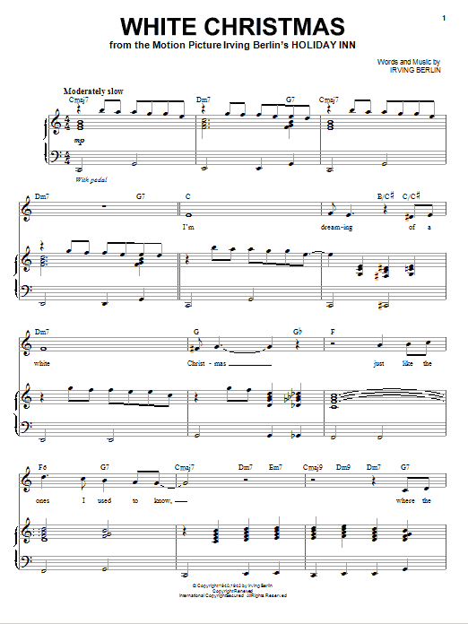 Andy Williams White Christmas sheet music notes and chords arranged for Piano & Vocal