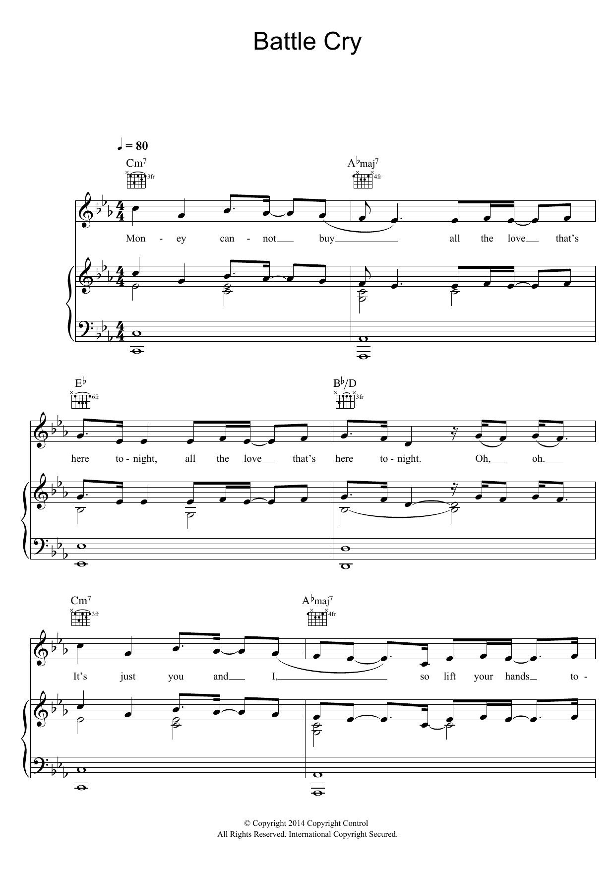 Angel Haze Battle Cry (featuring Sia) sheet music notes and chords arranged for Piano, Vocal & Guitar Chords
