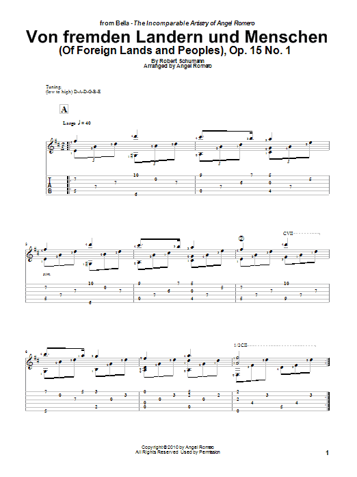 Angel Romero Von Fremden Landern Und Menschen (Of Foreign Lands and Peoples), Op. 15 No. 1 sheet music notes and chords arranged for Solo Guitar