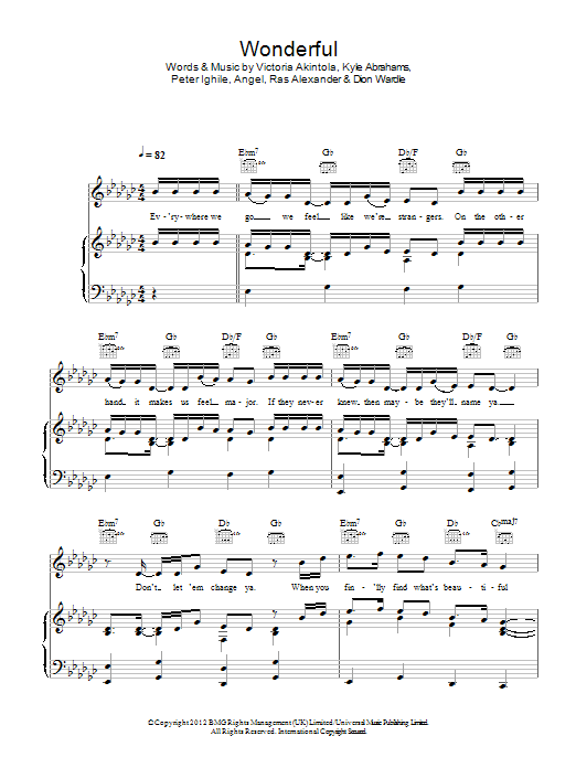 Angel Wonderful sheet music notes and chords arranged for Piano, Vocal & Guitar Chords