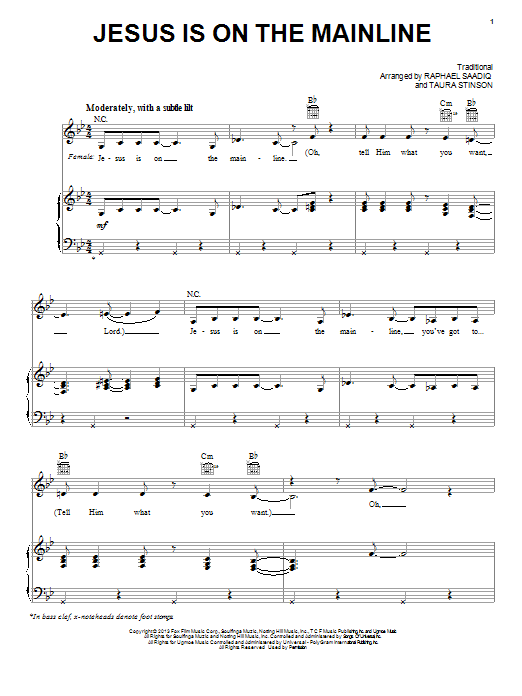 Angela Bassett & Forest Whitaker Jesus Is On The Mainline (from Black Nativity) sheet music notes and chords arranged for Piano, Vocal & Guitar Chords (Right-Hand Melody)