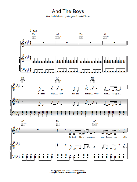 Angus & Julia Stone And The Boys sheet music notes and chords arranged for Piano, Vocal & Guitar Chords