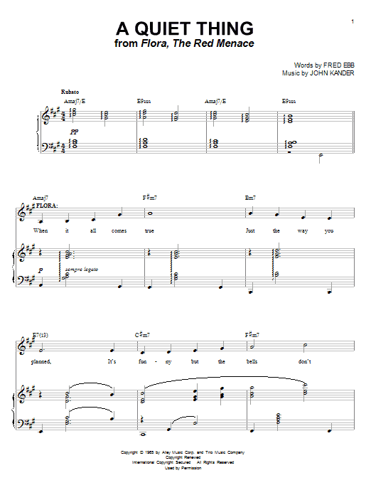 Ann Hampton Callaway A Quiet Thing sheet music notes and chords arranged for Piano & Vocal