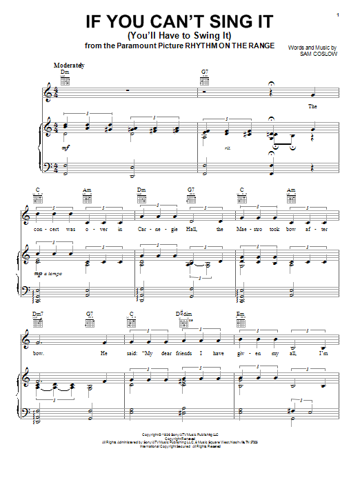 Ann Hampton Callaway If You Can't Sing It (You'll Have To Swing It) sheet music notes and chords arranged for Piano, Vocal & Guitar Chords (Right-Hand Melody)