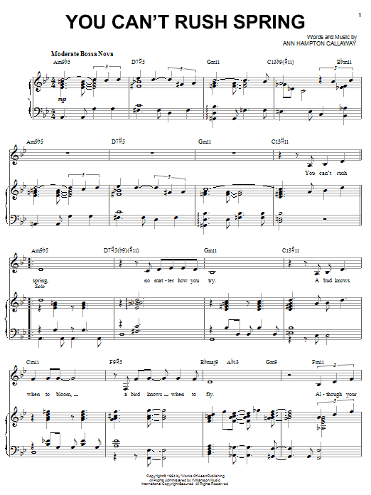 Ann Hampton Callaway You Can't Rush Spring sheet music notes and chords arranged for Piano & Vocal
