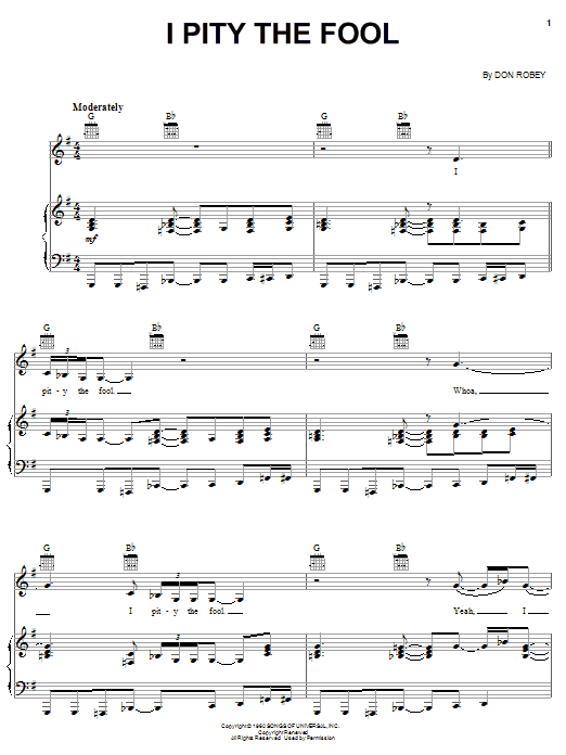 Ann Peebles I Pity The Fool sheet music notes and chords arranged for Piano, Vocal & Guitar Chords (Right-Hand Melody)