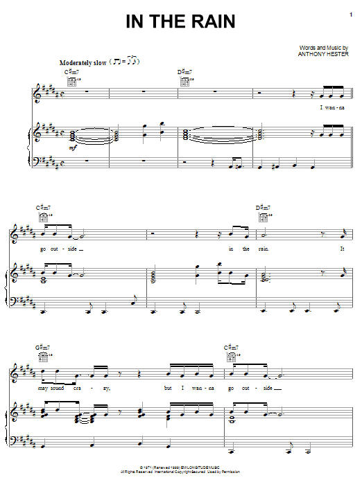 Ann Peebles In The Rain sheet music notes and chords arranged for Piano, Vocal & Guitar Chords (Right-Hand Melody)