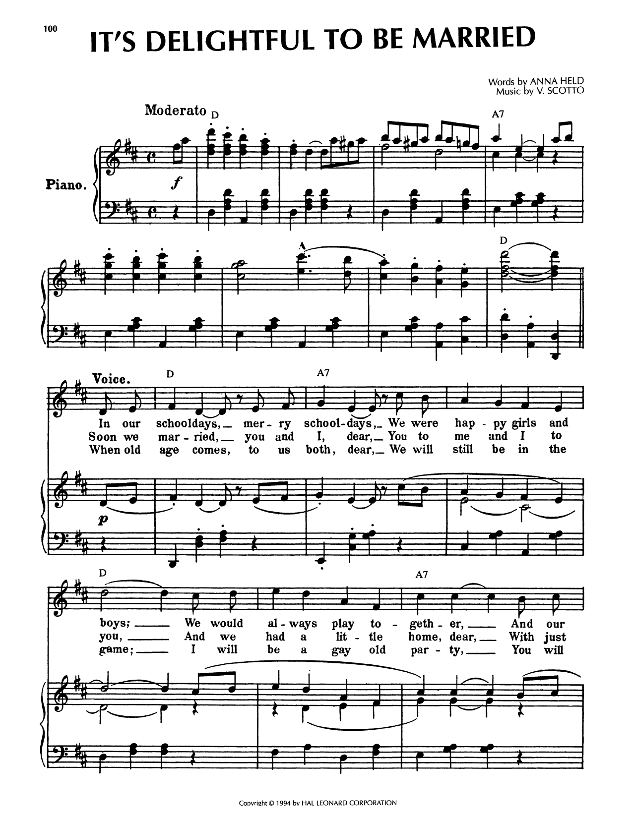 Anna Held It's Delightful To Be Married sheet music notes and chords arranged for Piano, Vocal & Guitar Chords (Right-Hand Melody)