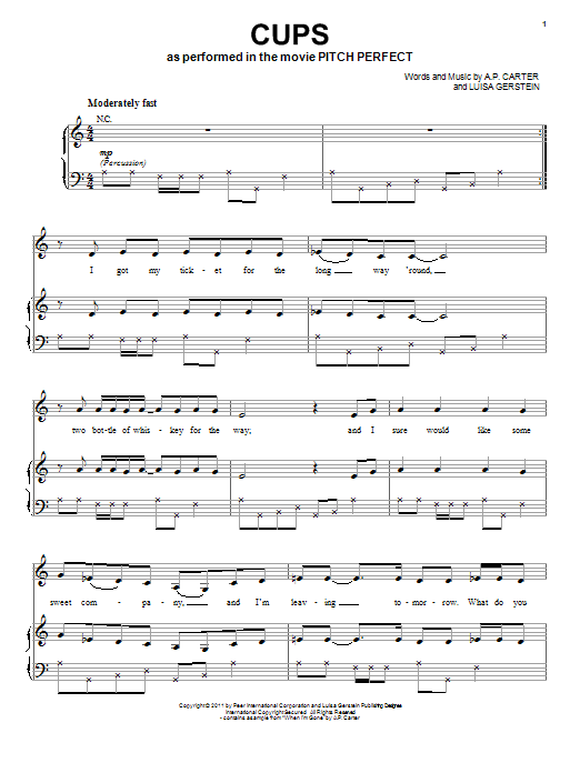 Anna Kendrick Cups (When I'm Gone) sheet music notes and chords arranged for Trumpet Solo