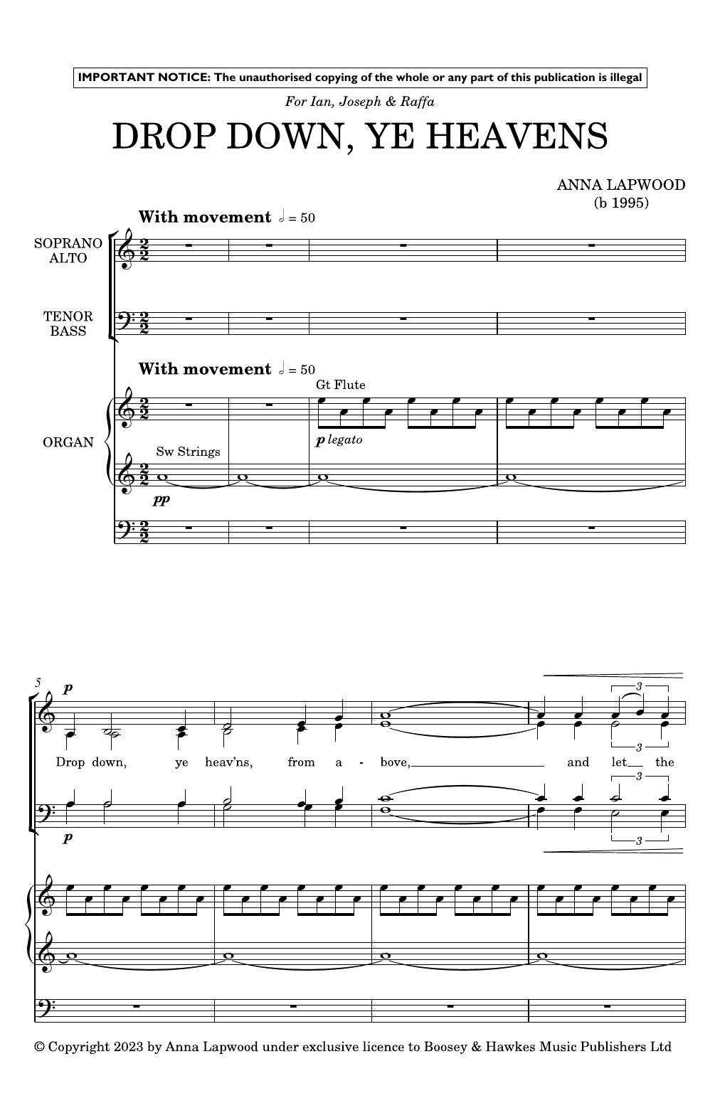 Anna Lapwood Drop Down, Ye Heavens sheet music notes and chords arranged for Choir