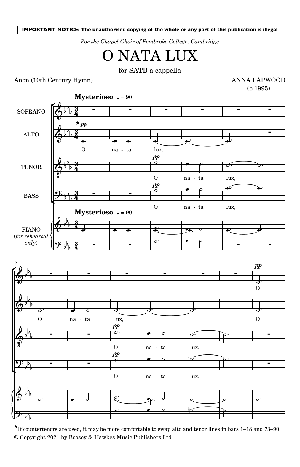 Anna Lapwood O Nata Lux sheet music notes and chords arranged for Choir