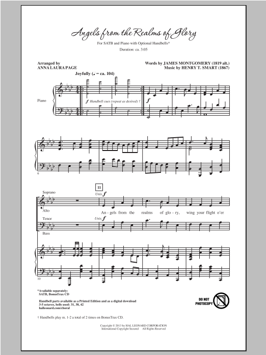 Anna Laura Page Angels From The Realms Of Glory sheet music notes and chords arranged for SATB Choir