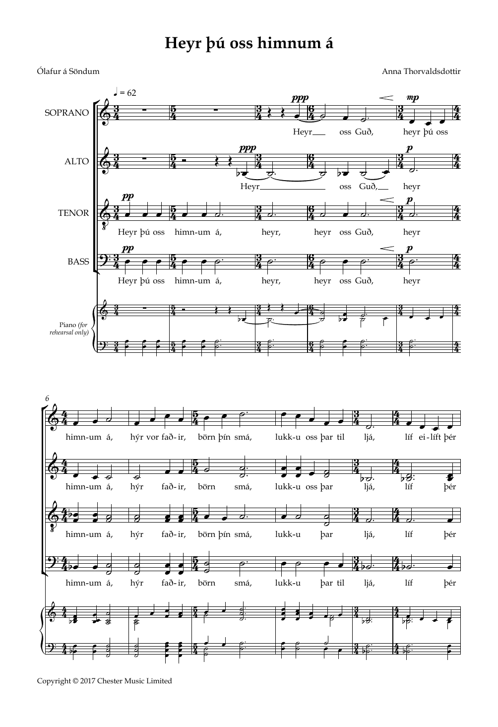 Anna Thorvaldsdottir Heyr Þu Oss Himnum AA sheet music notes and chords arranged for SATB Choir